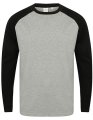 Heren Baseball T-shirt SF271 Heather Grey-Black